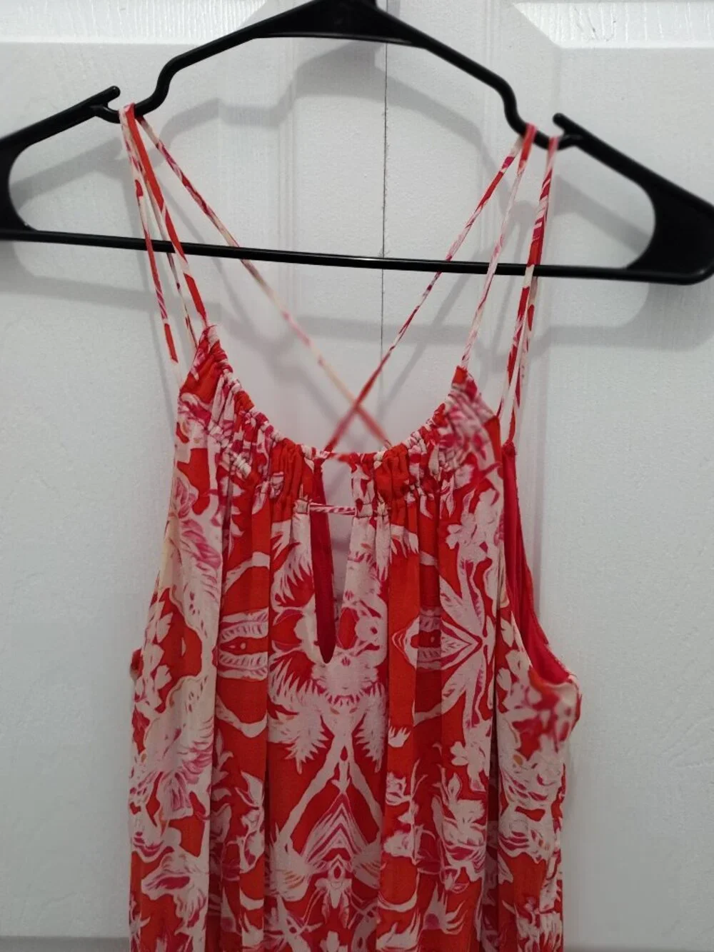 Rory Beca Maia Silk Mini Dress Orange Pink Print Strappy Boho Resort Size M - Picture 3 of 7